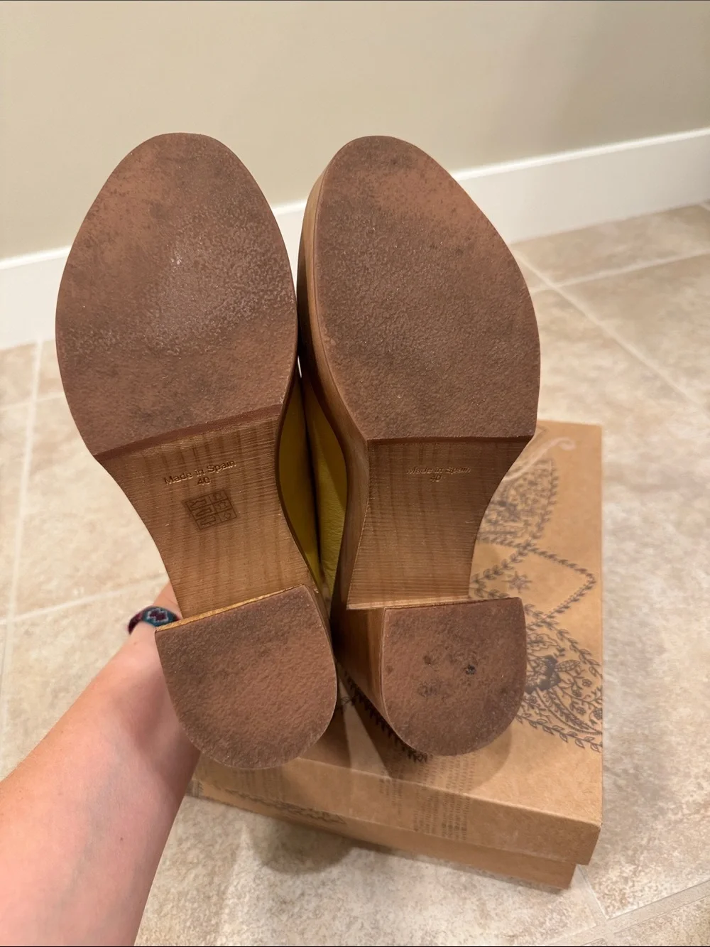 Free People Yellow Leather Platform Mule Clog